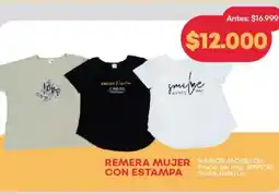 Supermercados Tadicor Remera mujer con estampa oferta