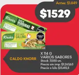 Supermercados Tadicor Knorr caldo varios sabores oferta