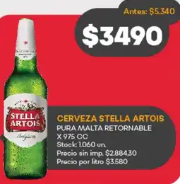 Supermercados Tadicor Cerveza stella artois pura malta retornable oferta