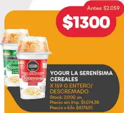 Supermercados Tadicor Yogur la serenísima cereales oferta