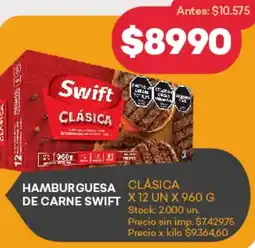 Supermercados Tadicor Swift hamburguesa clásica de carne oferta