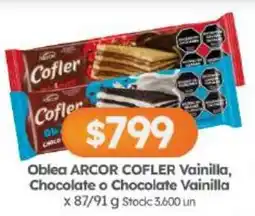 Cordiez Oblea arcor cofler vainilla, chocolate o chocolate vainilla oferta