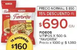 Carrefour Market Favorita fideos v/tipos oferta