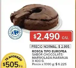 Carrefour Market Rosca tipo europea sabor chocolate/ marmolada/naranja oferta