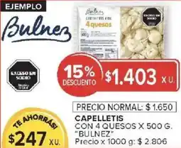 Carrefour Market Bulnez capelletis con 4 quesos oferta