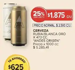 Carrefour Market Andes origen cerveza rubia/blanca oro oferta