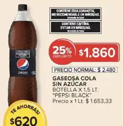 Carrefour Market Pepsi black gaseosa cola sin azúcar botella oferta