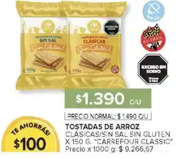 Carrefour Market Carrefour classic tostadas de arro clásicas/sin sal sin gluten oferta