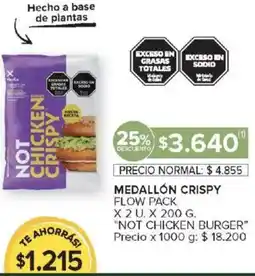 Carrefour Market Not chicken burger medallón crispy flow pack oferta