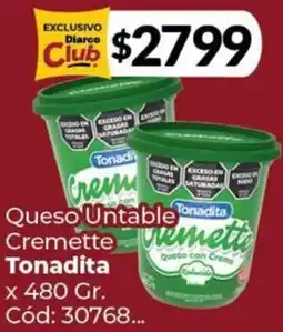 Diarco Tonadita queso untable cremete oferta