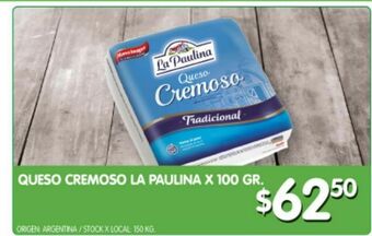 Jumbo Queso cremoso la paulina x 100g oferta