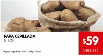 Disco Papa cepillada x kg oferta