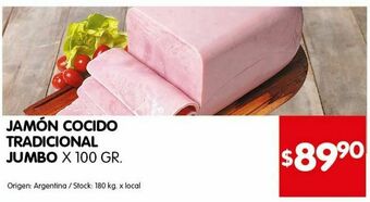 Disco Jamón cocido tradicional tripack jumbo x 100g oferta