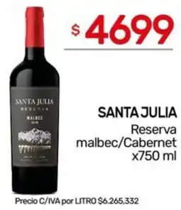 Nini Mayorista Santa julia reserva malbec/cabernet oferta