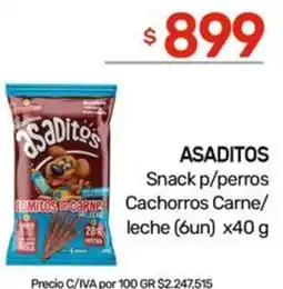 Nini Mayorista Asaditos snack p/perros cachorros carne/ leche oferta