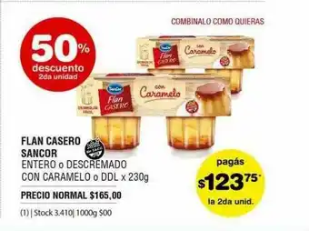 Atomo Conviene Flan Casero Sancor 50% Descuento 2a Unidad oferta