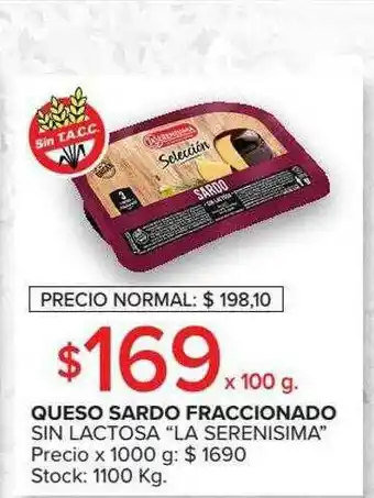 Carrefour Queso Sardo Fraccionado Sin Lactosa oferta