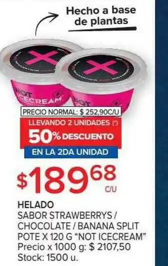 Carrefour Helado Sabor Strawberrys Chocolate Banana Split Pote X 120 G oferta