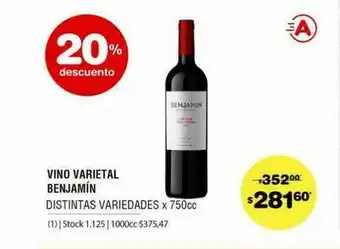 Atomo Conviene Vino Varietal Benjamín 20% Descuento oferta