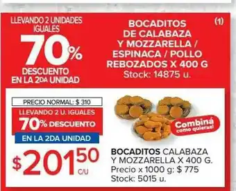 Carrefour Bocaditos Calabaza Y Mozzarella Llevando 2 U. Iguales 70% Descuento En La 2da Unidad oferta