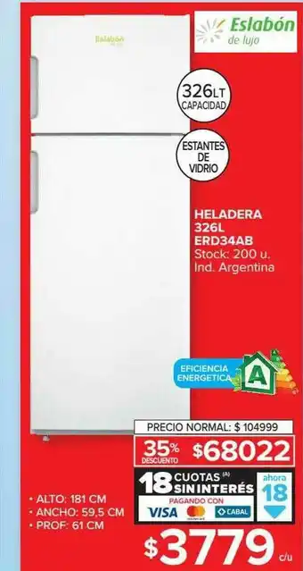 Carrefour Heladera 326l Erd34ab oferta