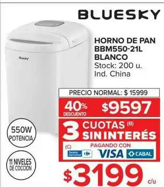 Carrefour Horno De Pan Bbm550-21l Blanco Bluesky oferta