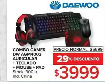 Carrefour Combo Gamer Dw Agm4002 Auricular +teclado + Mouse + Pad Daewoo oferta