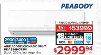 Carrefour Aire Acondicionado Split Pe-as34hots01 Peabody oferta