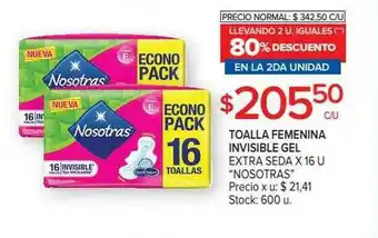 Carrefour Toalla Femenina Invisible Gel Extra Seda oferta