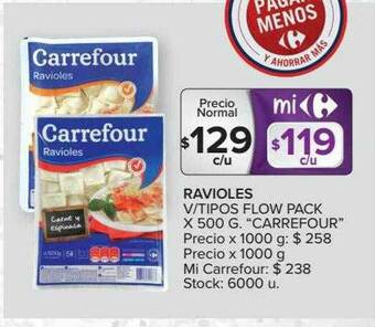 Carrefour Ravioles V Tipos Flow Pack oferta