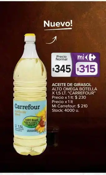 Carrefour Aceite De Girasol Alto Omega Botella oferta