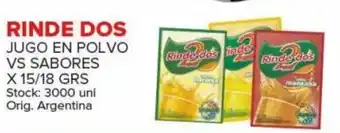 Carrefour Maxi 10% Off Rinde Dos Jugo En Polvo Vs Sabores x 15/18 grs oferta