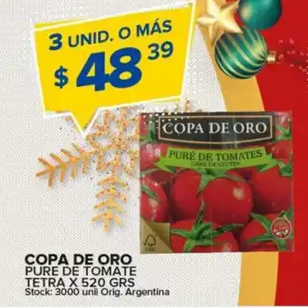 Carrefour Maxi Copa De Oro Pure de Tomate Tetra x 520 Grs 3 Unid. O Más oferta