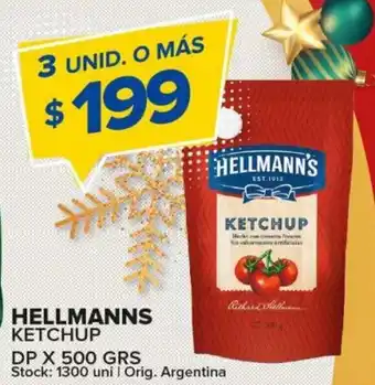 Carrefour Maxi Hellmanns Ketchup DP x 500 grs 3 Unid. o Más oferta