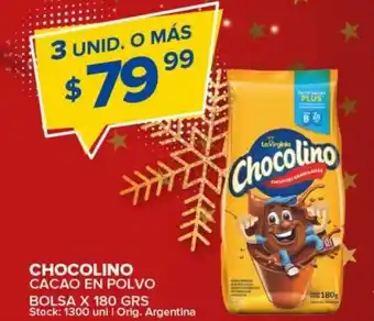 Carrefour Maxi Chocolino Cacao En Polvo Bolsa x 180 grs 3 Unid. o Más oferta