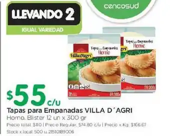 Jumbo Villa D'agri Tapas Para Empanadas x 300gr oferta
