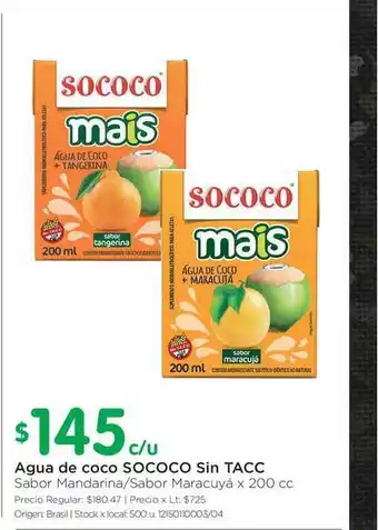 Jumbo Sococo Agua de coco sin Tacc oferta