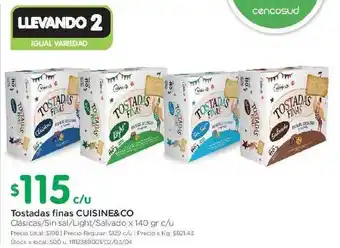 Jumbo Cuisine&Co Tostadas Finas x 140gr c/u oferta