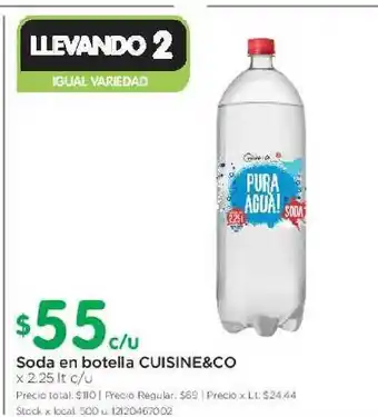 Jumbo Cuisine&Co Soda en botella x 2.25lt c/u oferta