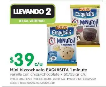 Jumbo Exquisita 1 Minuto Mini bizcochuelo x 60/55gr c/u oferta