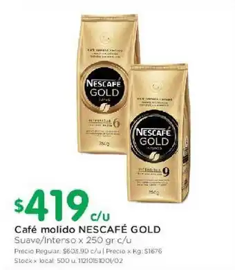 Jumbo Nescafé Gold Café molido x 250gr c/u oferta