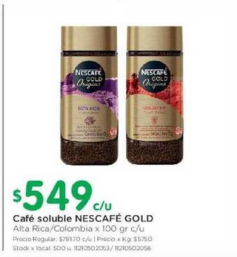 Jumbo Nescafé Gold Café soluble x 100gr c/u oferta
