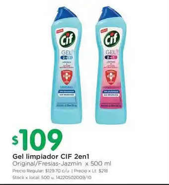 Jumbo Cif 2en1 Gel limpiador Original/Fresias/Jazmin x 500ml oferta
