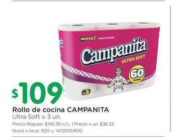 Jumbo Campanita Ultra Soft Rollo de cocina x 3un. oferta