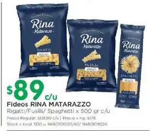 Jumbo Rina Matarazzo Fideos x 500gr c/u oferta