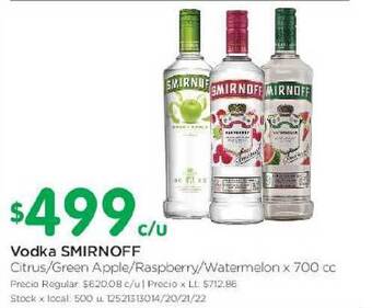 Jumbo Smirnoff Vodka x 700cc oferta