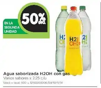 Jumbo H2OH Agua Saborizada con gas x 2.25 c/u oferta