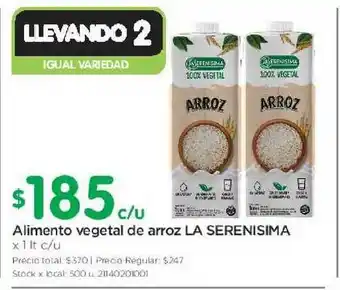 Jumbo La Serenisima Alimento vegetal de arroz x 1lt. c/u oferta
