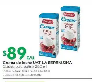 Jumbo La Serenisima Crema de leche UAT x 200ml oferta