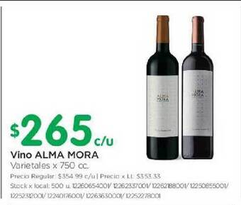 Jumbo Alma Mora Vino x 750cc oferta